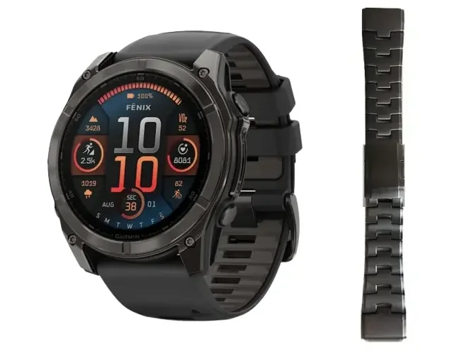 Spordikell Garmin fenix 8 47mm AMOLED Sapphire Carbon Gray DLC Ti with Black Titanium Band