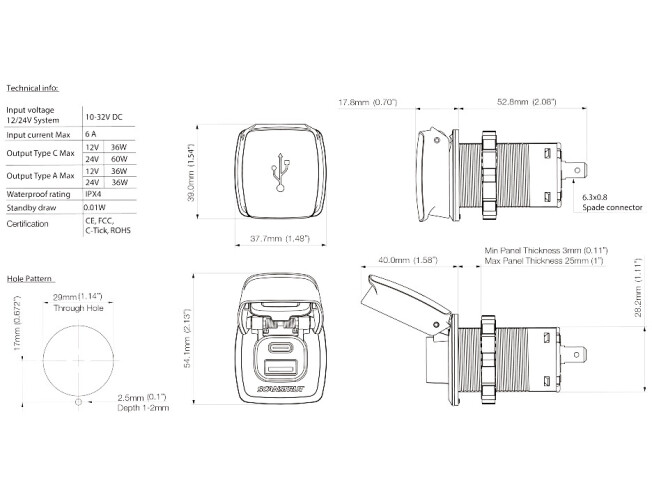 Kiirlaadimise pistik Scanstrut SC-USB-F1