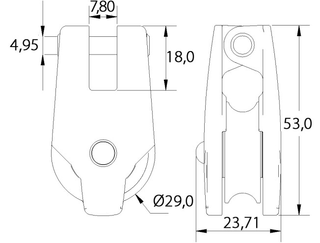 Plokk Allen 1-ne 30mm lahtik&auml;iv 5-6mm otsale, max t&ouml;&ouml;koormus 350kg