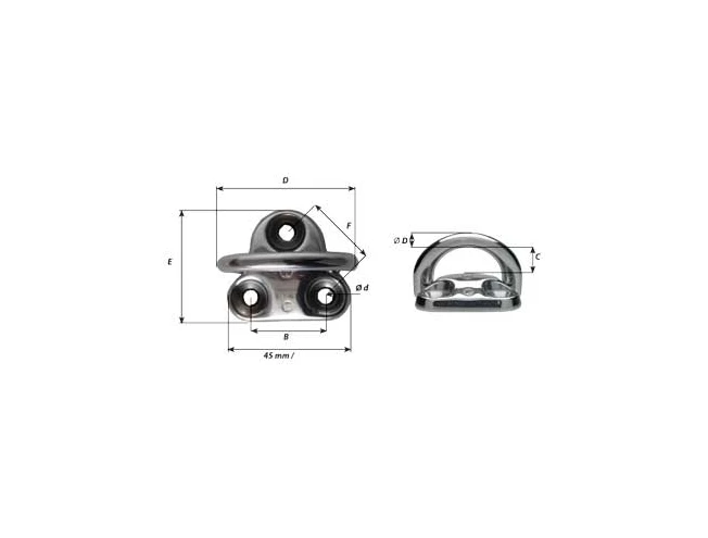 Teki kinnitus Wichard 6605 8mm WL 2400kg BL 5000kg